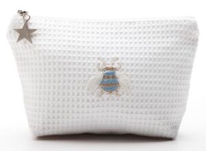 Cotton cosmetic bag with our bee embroidery is perfect for the flower girls in your wedding.