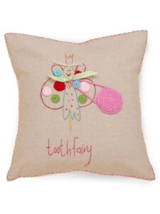 Pillow featuring tooth fairy embroidery