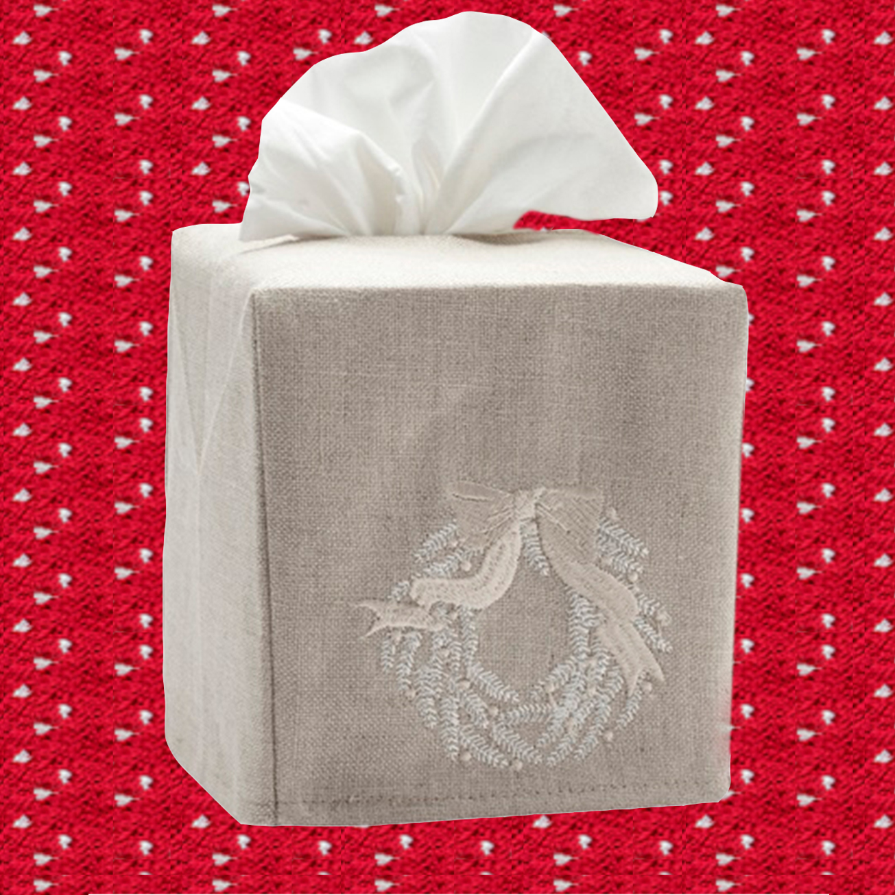 tissue box cover christmas wreath